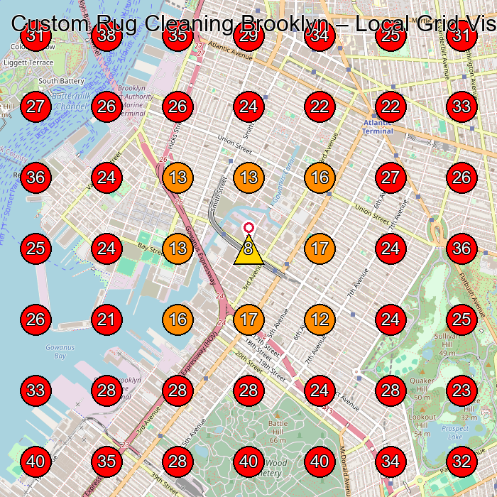 Custom Rug Cleaning Brooklyn GeoGrid visibility map for Carpet Cleaning Service in Brooklyn